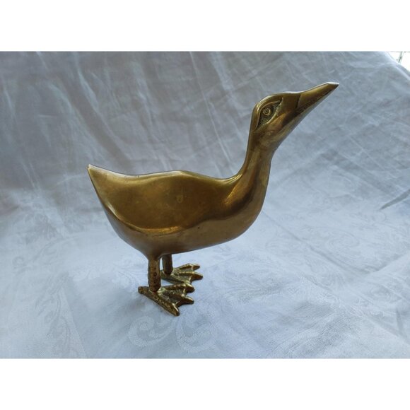 Vintage brass goose or duck standing with head looking up made in Korea - Picture 2 of 9